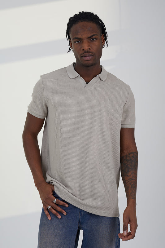 Brave Soul Light Sand Embroidered Trophy Neck Polo - Light Sand Image 1