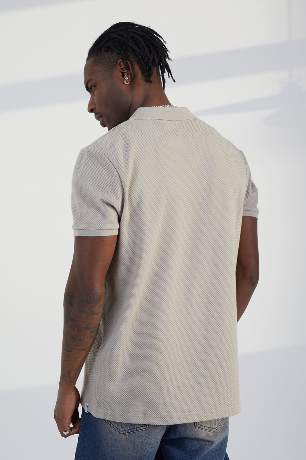 Brave Soul Light Sand Embroidered Trophy Neck Polo - Light Sand Image 2