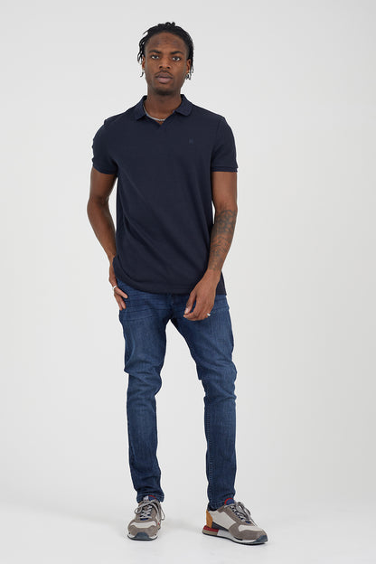 Brave Soul Navy Embroidered Trophy Neck Polo - Navy Image 3