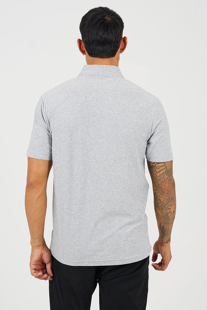Brave Soul Light Grey Cotton Polo Top with Quarter Zip - Light Grey Image 2