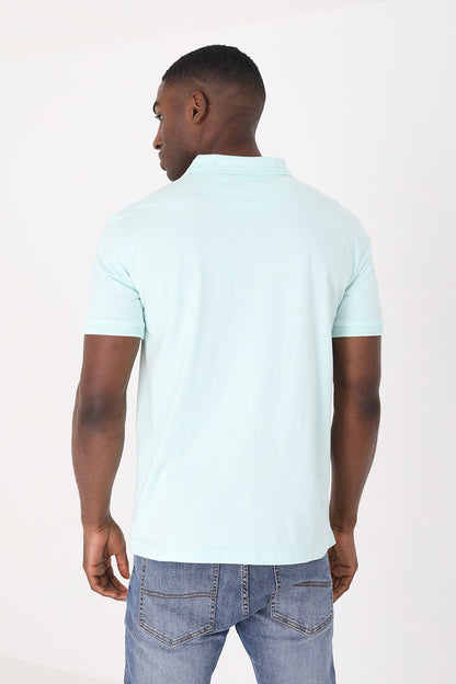 Brave Soul Pale Green Short Sleeve Jacquard Trim Polo Shirt - Pale Green Image 2