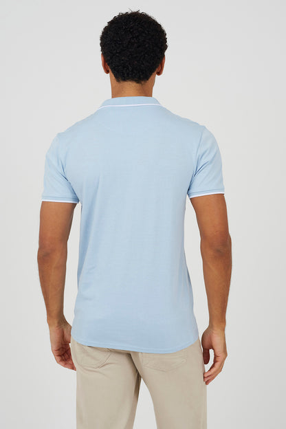 Brave Soul Light Blue Open Collar Polo Shirt - Light Blue Image 2