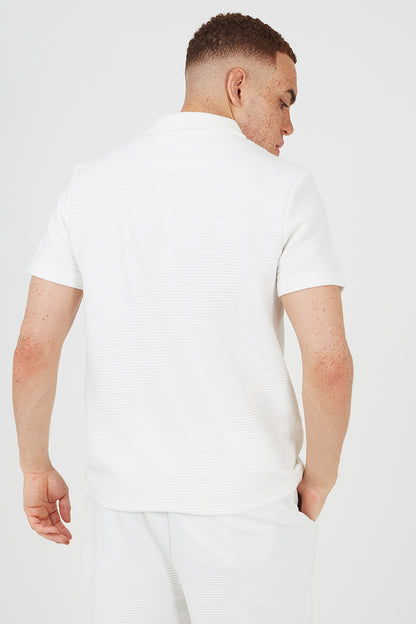 Brave Soul Cream Short Sleeve Quarter Zip Polo Shirt - Cream Image 2