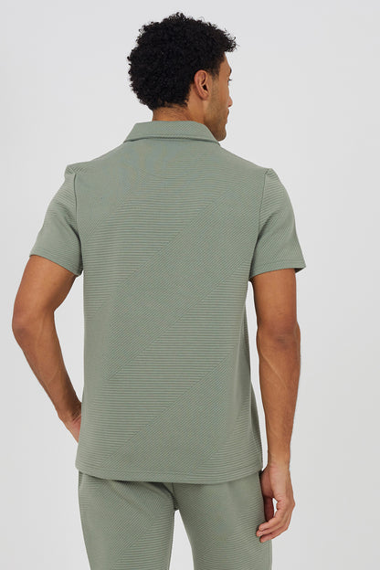 Brave Soul Mint Short Sleeve Quarter Zip Polo Shirt - Mint Image 2