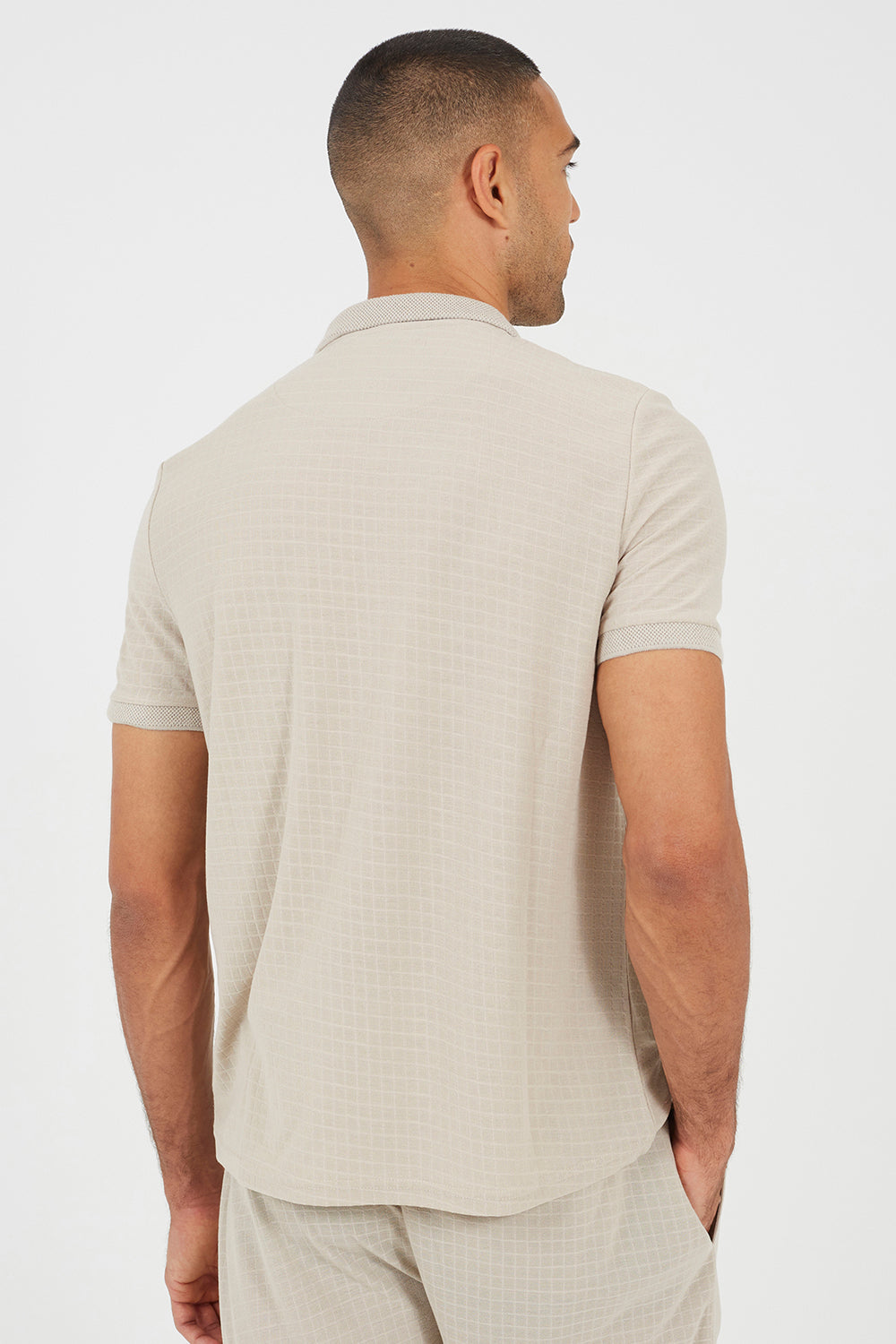 Brave Soul Stone Zip-Neck Polo Shirt - Stone Image 2