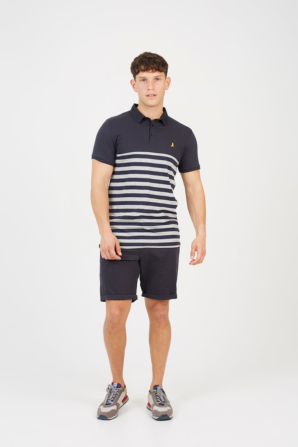 Brave Soul Dark Navy Cotton Blend Stripe Polo Shirt - Dark Navy Image 3