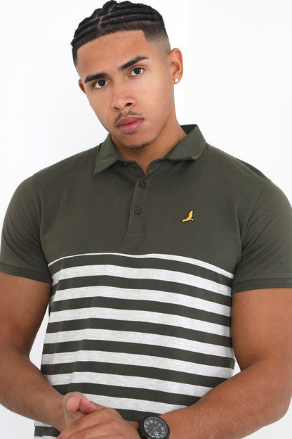 Brave Soul Khaki Cotton Blend Stripe Polo Shirt - Khaki Image 3