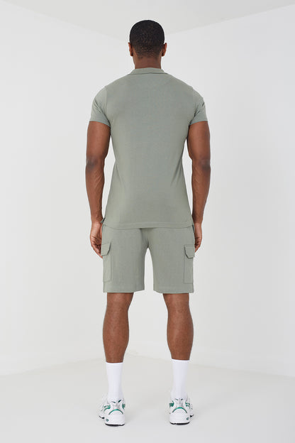 Brave Soul Pale Green Polo Shirt & Short Co-ord Set - Pale Green Image 2