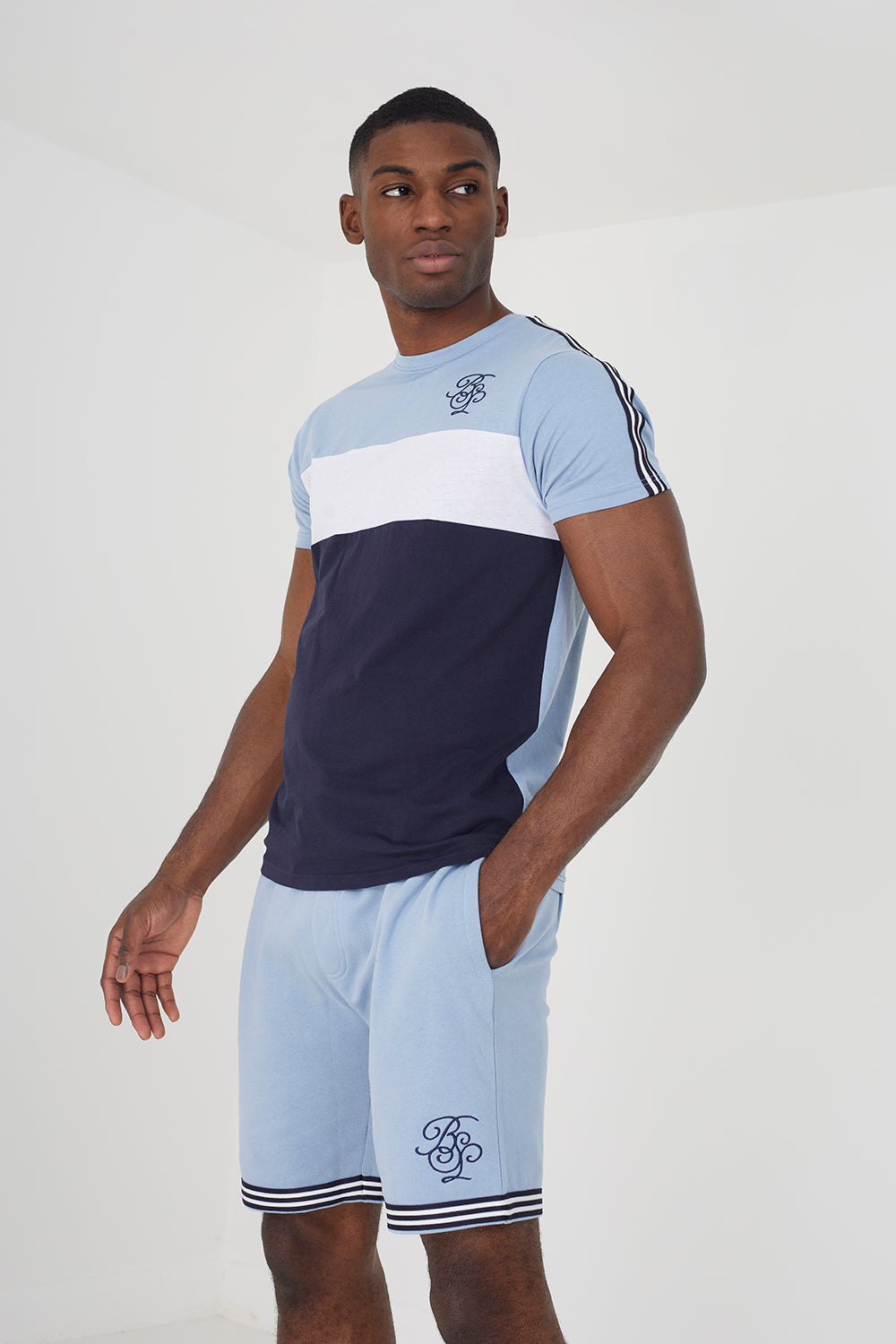 Brave Soul Blue T-Shirt and Shorts Set - Blue Image 1
