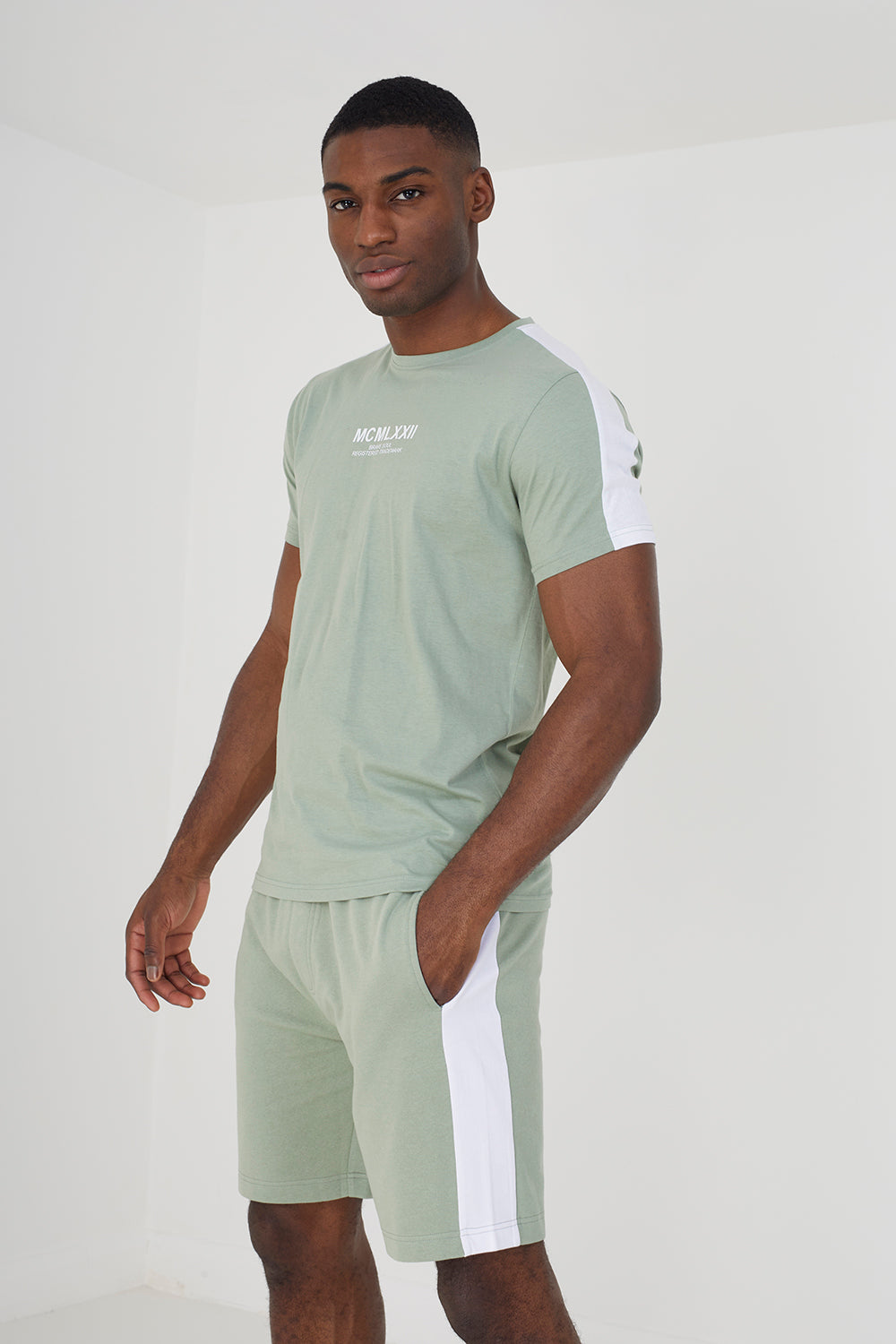Brave Soul Green T-Shirt & Short Co-ord Set - Green Image 1