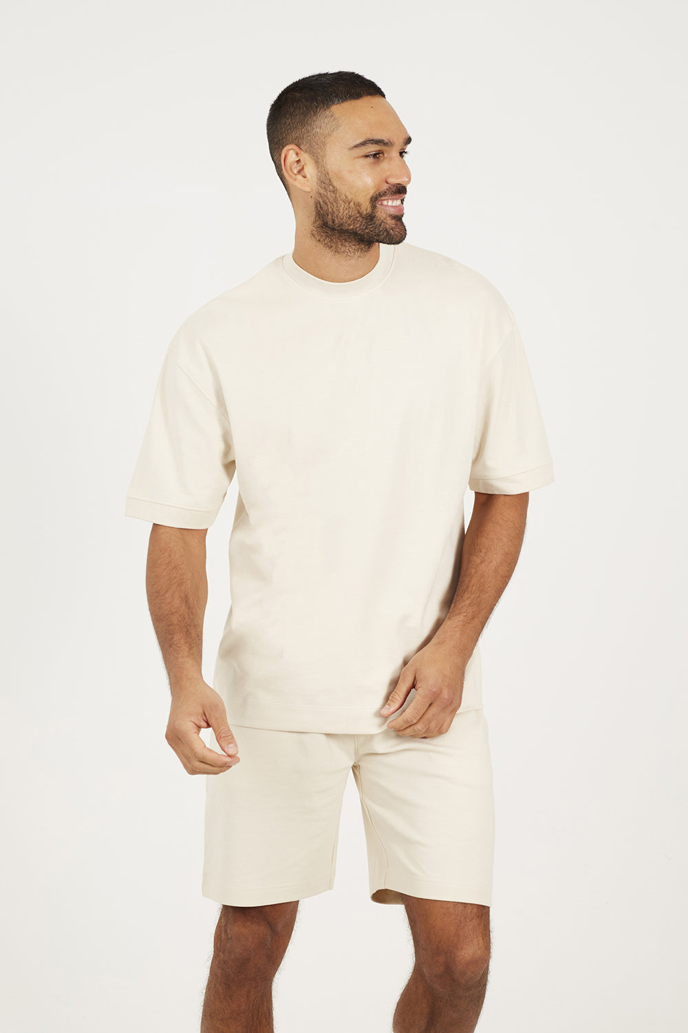 Brave Soul Taupe Oversized T-Shirt & Short Co-ord Set - Taupe Image 1