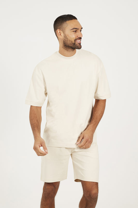 Brave Soul Taupe Oversized T-Shirt & Short Co-ord Set - Taupe Image 1