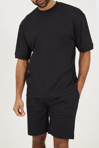 Brave Soul Black Oversized T-Shirt & Short Co-ord Set - Black Image 4