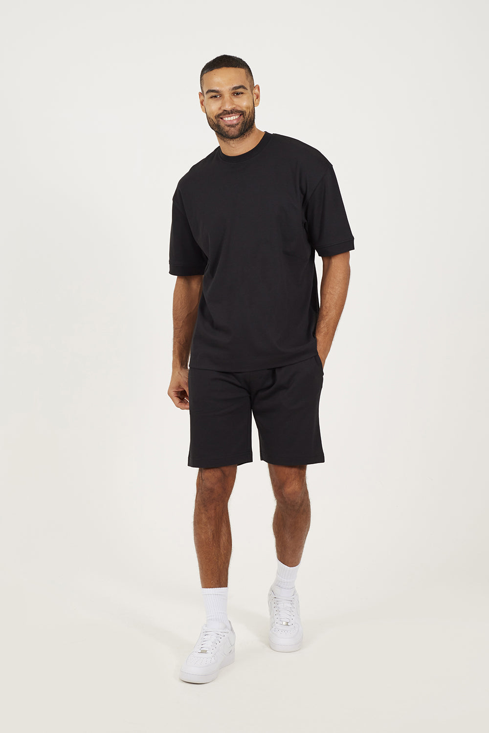 Brave Soul Black Oversized T-Shirt & Short Co-ord Set - Black Image 3
