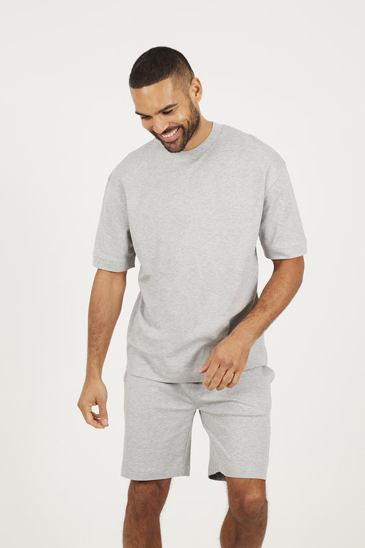 Brave Soul Grey Oversized T-Shirt & Short Co-ord Set - Grey Image 1