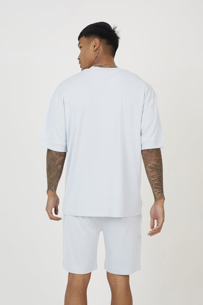 Brave Soul Blue Oversized T-Shirt & Short Co-ord Set - Blue Image 2