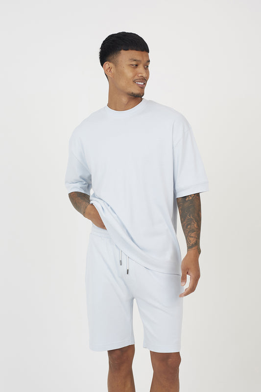 Brave Soul Blue Oversized T-Shirt & Short Co-ord Set - Blue Image 1