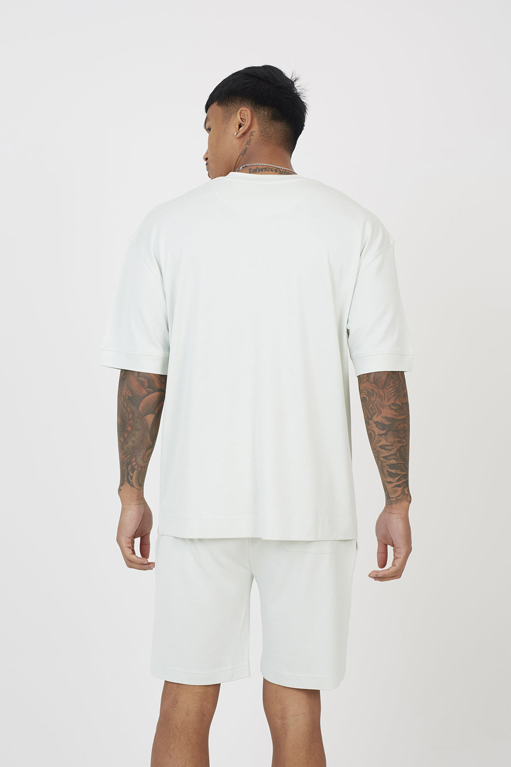 Brave Soul Pale Green Oversized T-Shirt & Short Co-ord Set - Pale Green Image 2