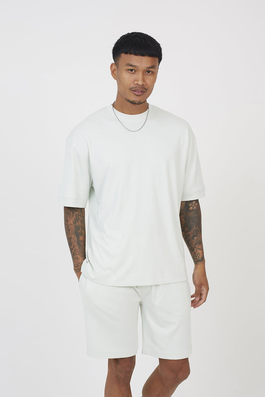 Brave Soul Pale Green Oversized T-Shirt & Short Co-ord Set - Pale Green Image 1