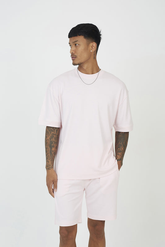 Brave Soul Pink Oversized T-Shirt & Short Co-ord Set - Pink Image 1