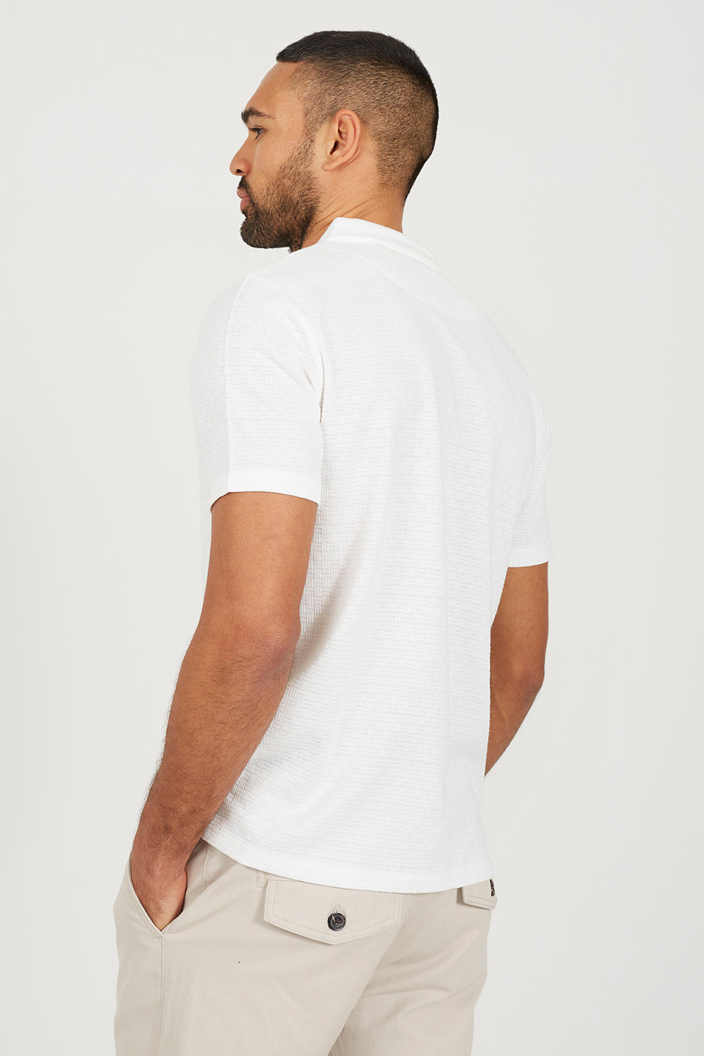 Brave Soul Cream Short Sleeved Textured Shirt - Cream Image 2