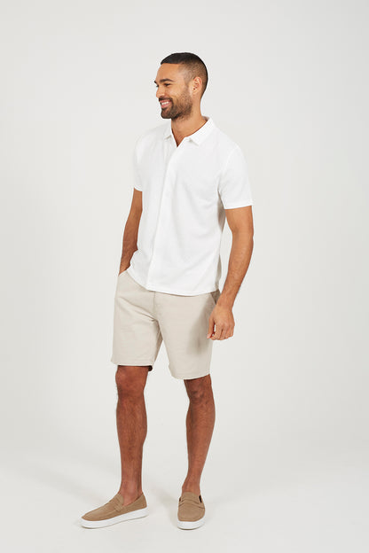 Brave Soul Cream Short Sleeved Textured Shirt - Cream Image 3