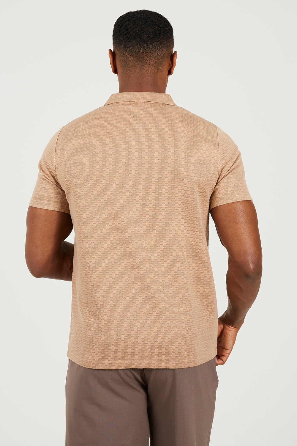 Brave Soul Taupe Short Sleeved Textured Shirt - Taupe Image 2