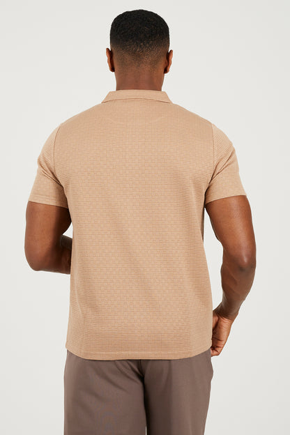 Brave Soul Taupe Short Sleeved Textured Shirt - Taupe Image 2