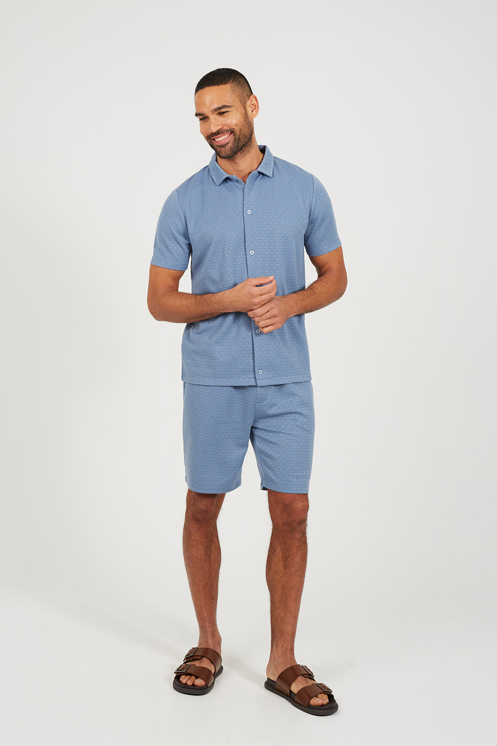 Brave Soul Light Blue Short Sleeved Textured Shirt - Light Blue Image 3