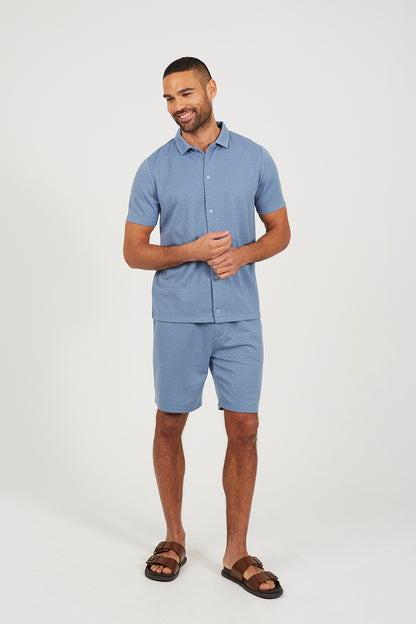 Brave Soul Light Blue Short Sleeved Textured Shirt - Light Blue Image 3