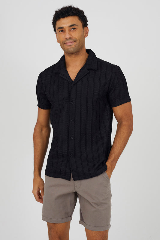 Brave Soul Black Woven T-Shirt - Black Image 1