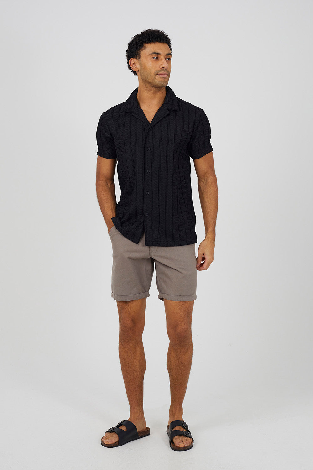 Brave Soul Black Woven T-Shirt - Black Image 3