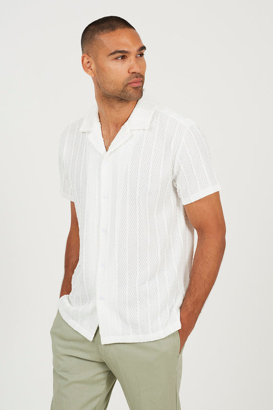 Brave Soul Off White Woven T-Shirt - Off White Image 1