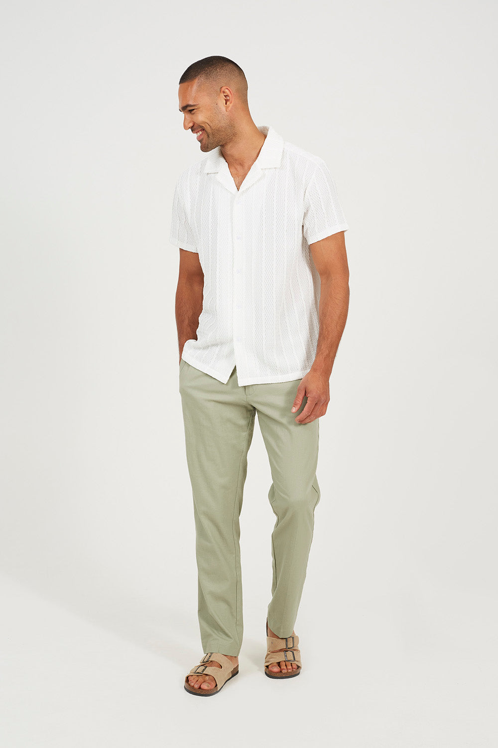 Brave Soul Off White Woven T-Shirt - Off White Image 3