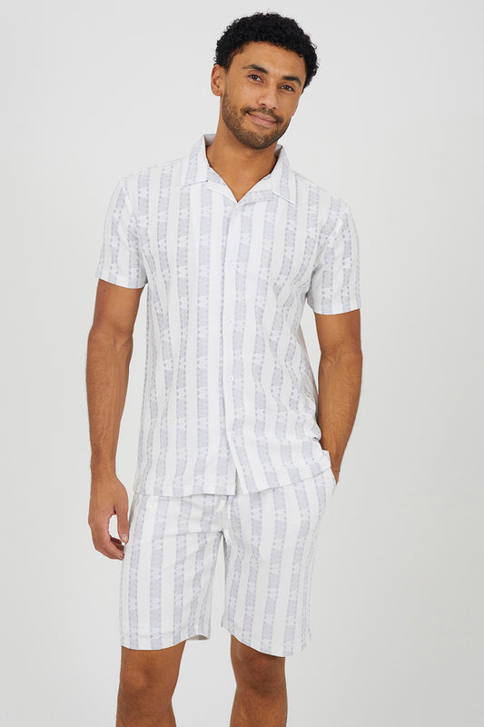 Brave Soul White Patterned Short Sleeve Shirt - White Image 1