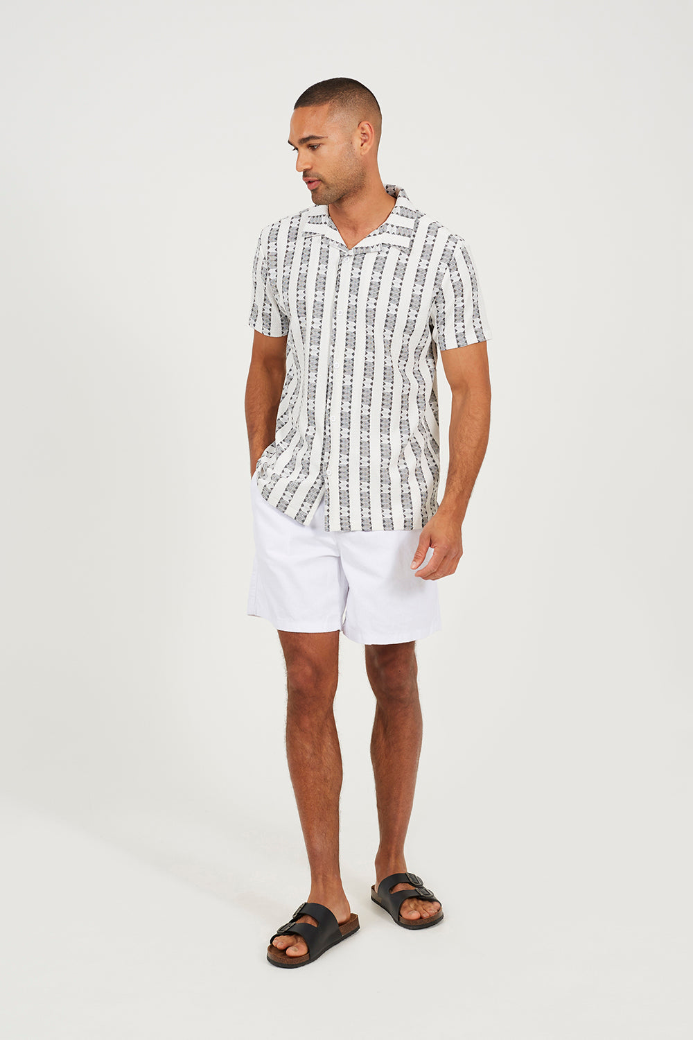 Brave Soul White Patterned Short Sleeve Shirt - White Image 3
