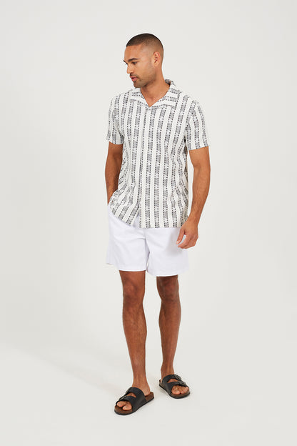 Brave Soul White Patterned Short Sleeve Shirt - White Image 3