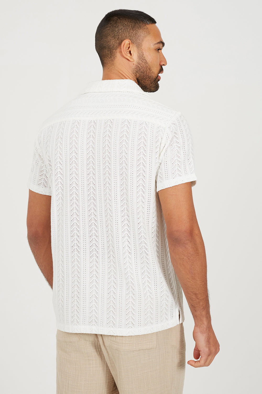 Brave Soul Off White Short Sleeve Sheer Shirt - Off White Image 2