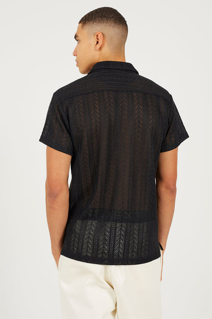 Brave Soul Black Short Sleeve Sheer Shirt - Black Image 2