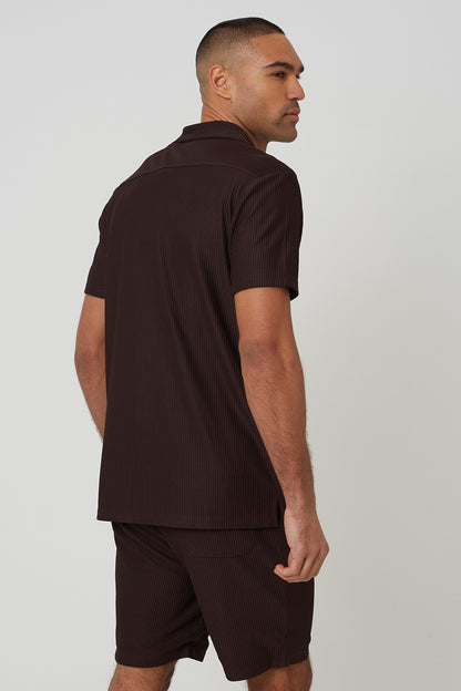 Brave Soul Chocolate REVERE COLLAR SHIRT - Chocolate Image 2