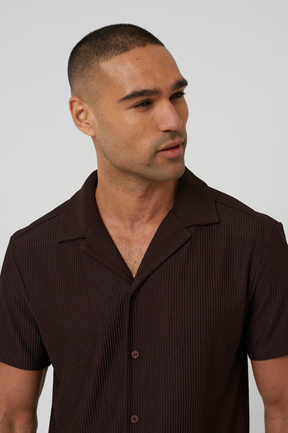 Brave Soul Chocolate REVERE COLLAR SHIRT - Chocolate Image 4