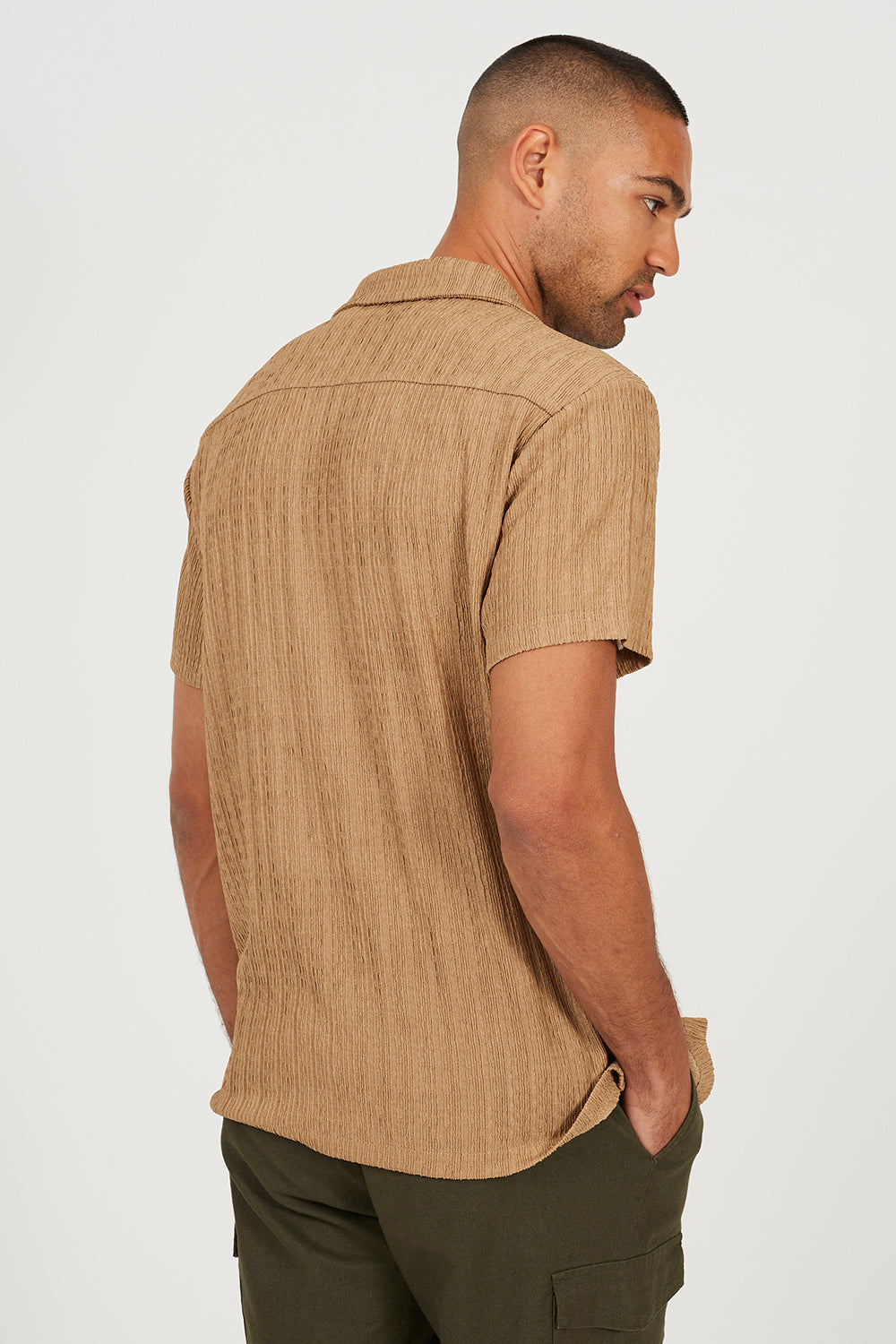 Brave Soul Tan Regular Fit Revere Collar Button-Up Shirt - Tan Image 2