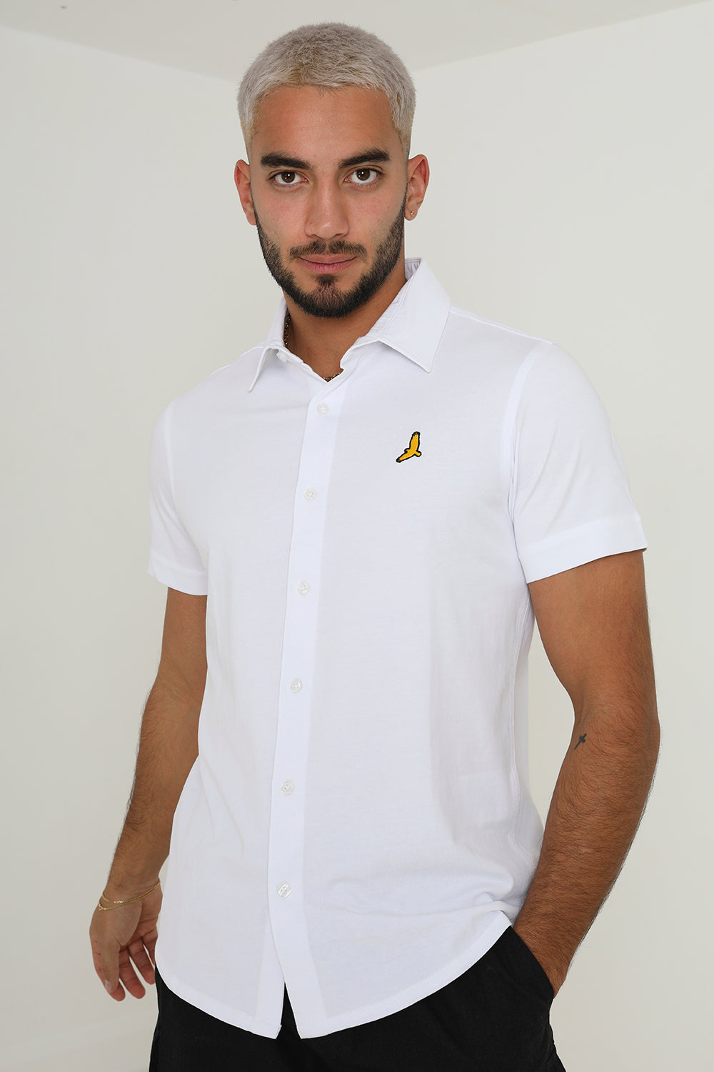 Brave Soul White Short Sleeve Cotton Blend Jersey Shirt - White Image 1