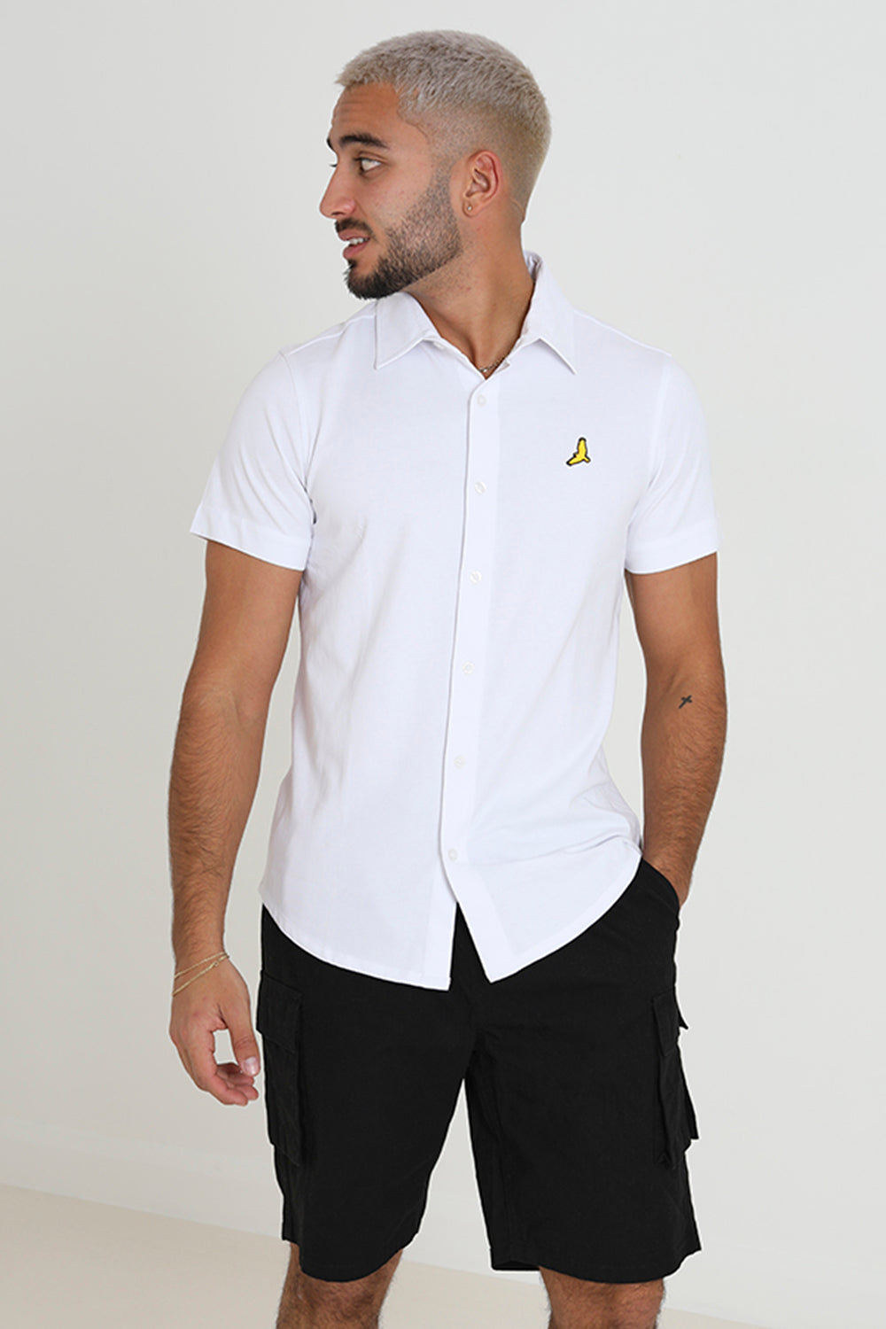 Brave Soul White Short Sleeve Cotton Blend Jersey Shirt - White Image 3