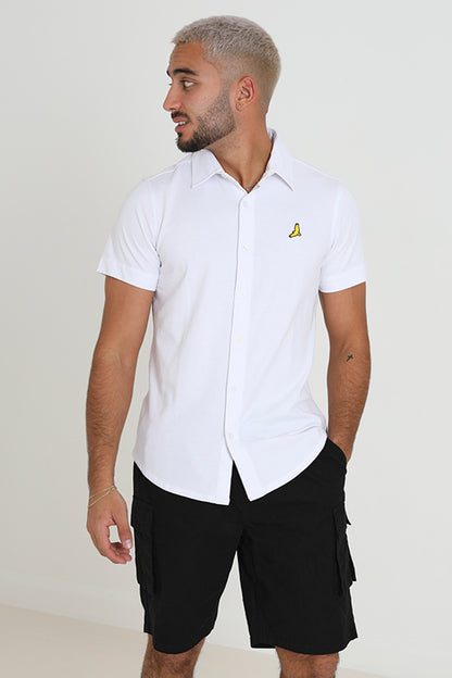 Brave Soul White Short Sleeve Cotton Blend Jersey Shirt - White Image 3
