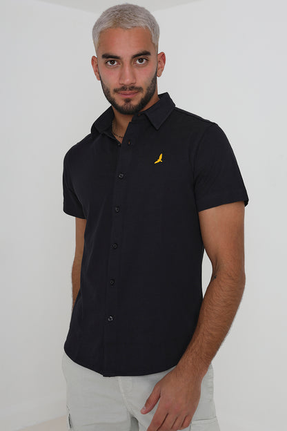 Brave Soul Black Short Sleeve Cotton Blend Jersey Shirt - Black Image 1