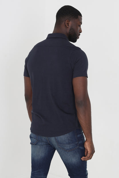 Brave Soul Navy Short Sleeve Cotton Blend Jersey Shirt - Navy Image 2