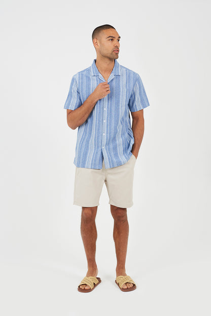 Brave Soul Blue Revere Collar Shirt - Blue Image 3