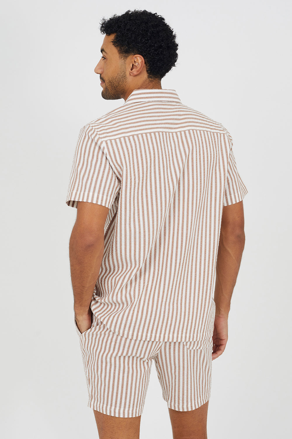 Brave Soul Brown Cotton Revere Collar Short Sleeve Shirt - Brown Image 2