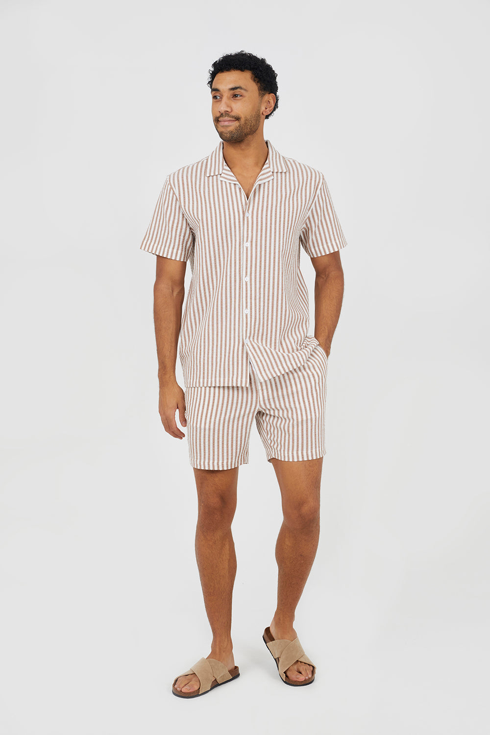 Brave Soul Brown Cotton Revere Collar Short Sleeve Shirt - Brown Image 3